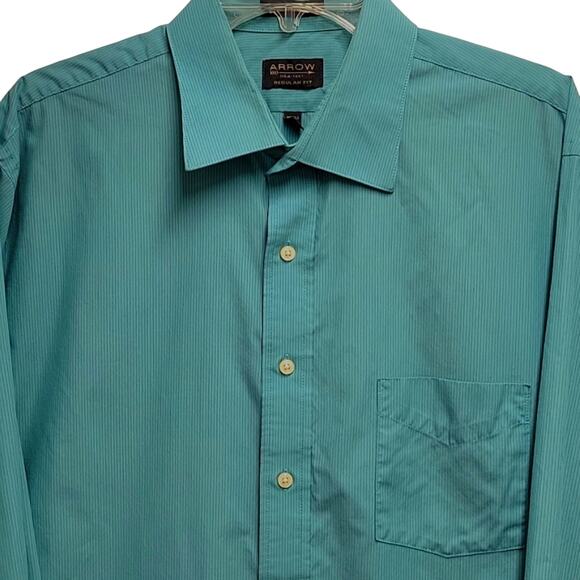 Arrow Mens Wrinkle Free Long Sleeved Button Front and Cuff Dress Shirt Size XXL - Picture 3 of 10